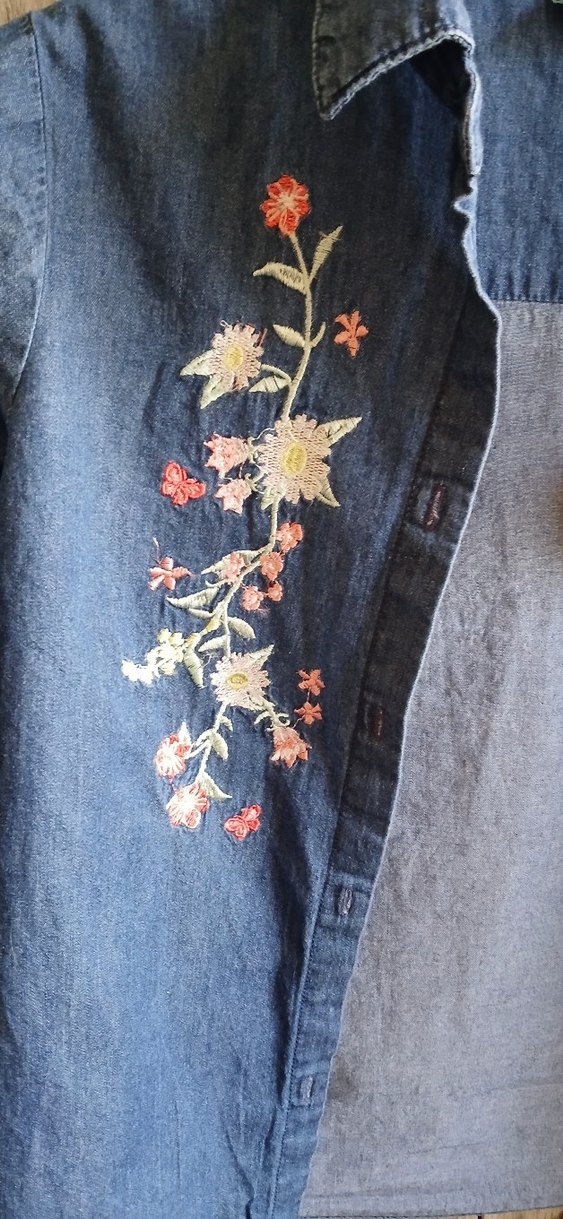 Nakışlı Düğmeli Mavi çocuk Gömlek - Görsel 4