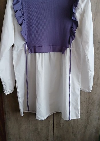 Pamuklu Mor Fırfırlı Hamile Tunik - Görsel 2