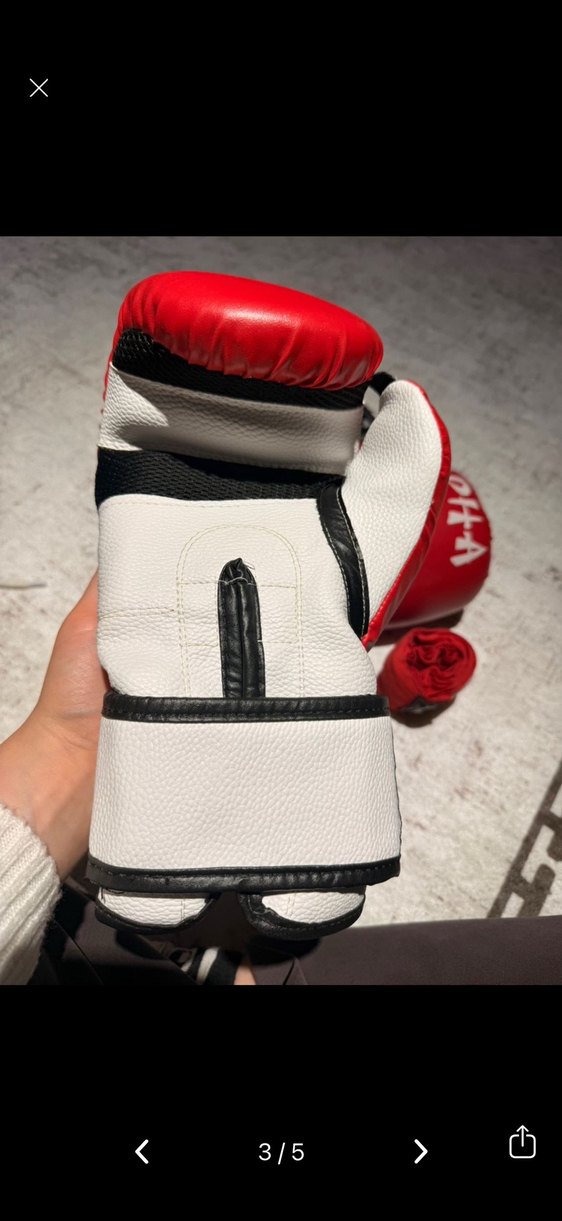 Kırmızı Deri Erkek Boks Eldiveni Velcro - Görsel 2
