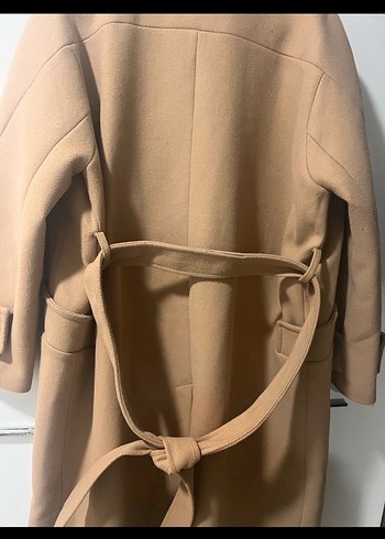 Düğmeli Bej Uzun Kaban - Görsel 4