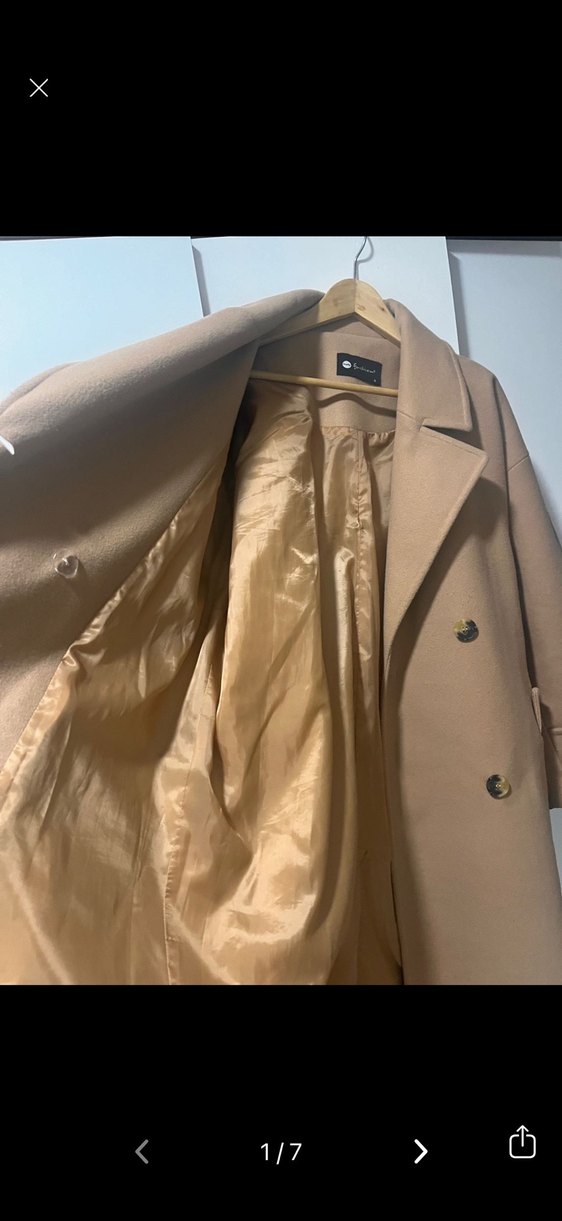 Düğmeli Bej Uzun Kaban - Görsel 3