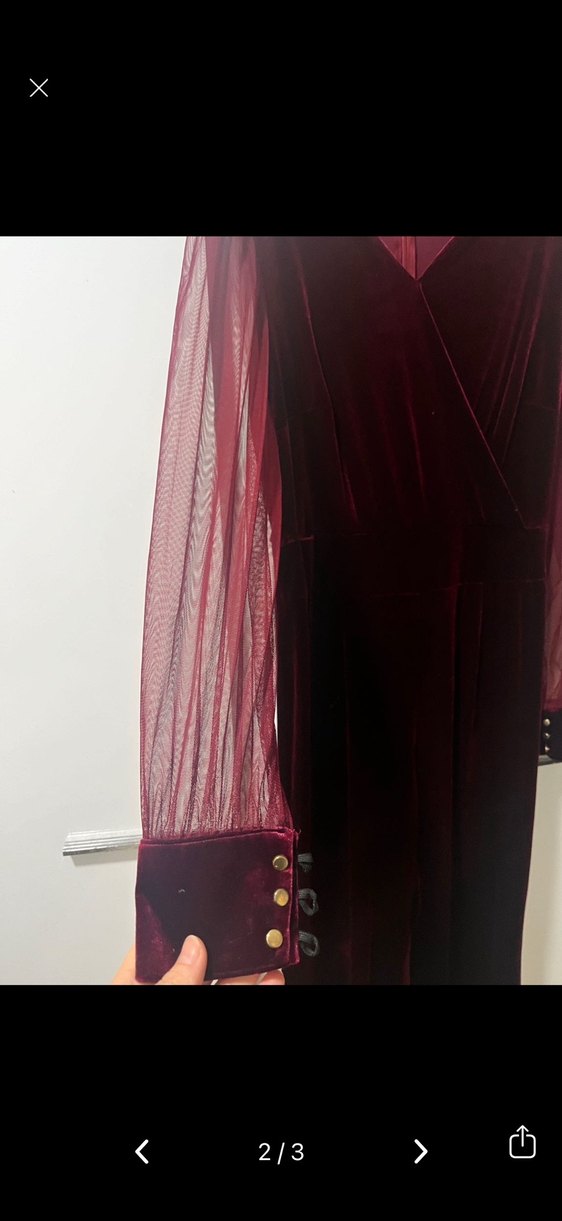 Bordo V Yakalı Uzun Kollu Tulum - Görsel 2