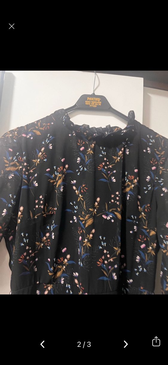 Uzun Kollu Volanlı Elbise - Görsel 2