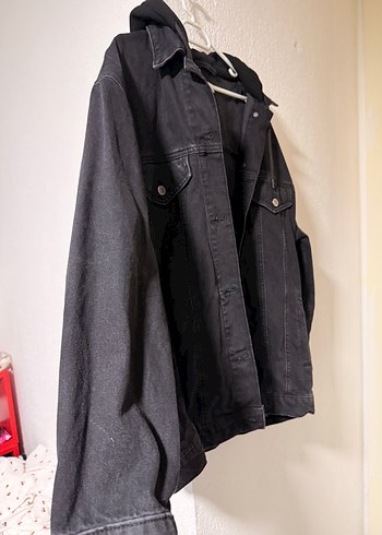 Gri Düğmeli Bol Kesim Denim Ceket - Görsel 5