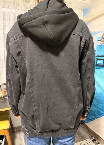 Gri Düğmeli Bol Kesim Denim Ceket - Görsel 3