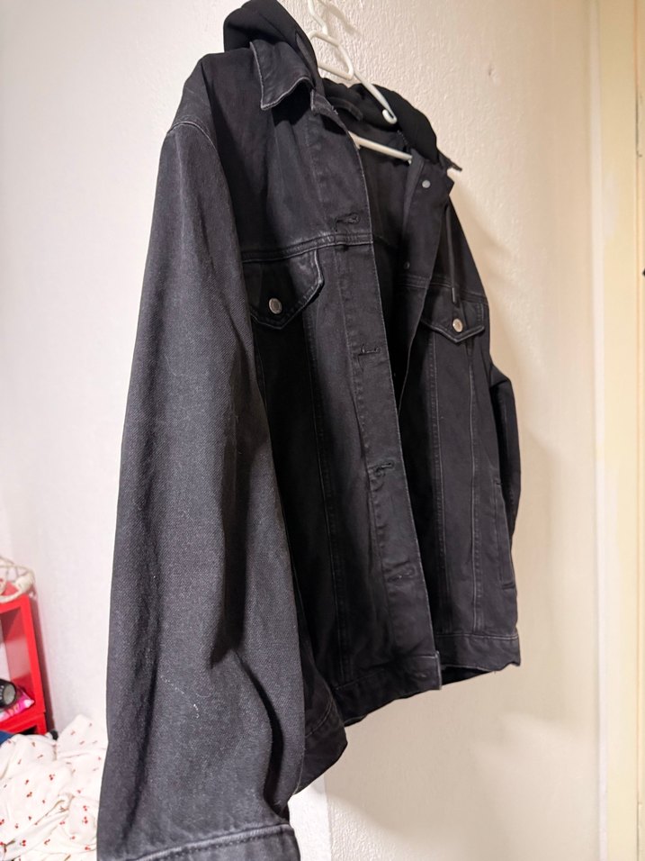 Gri Düğmeli Bol Kesim Denim Ceket - Görsel 5