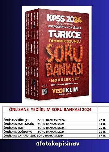 #yediiklim #onlisans #sorubankasi