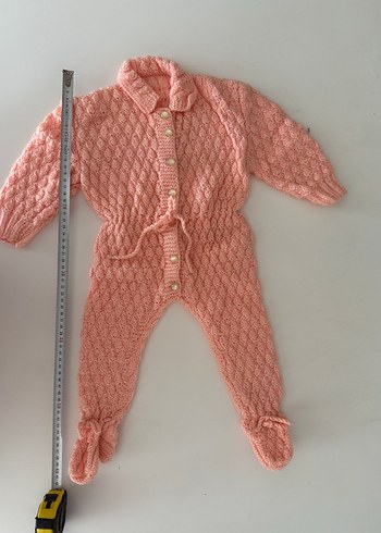 Pembe Örgü Bebek Kız Tulumu - Görsel 4