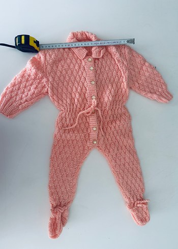 Pembe Örgü Bebek Kız Tulumu - Görsel 2