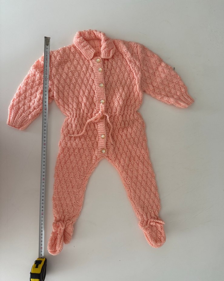 Pembe Örgü Bebek Kız Tulumu - Görsel 4