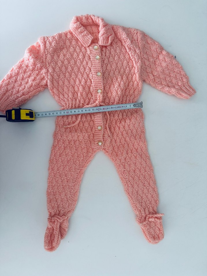 Pembe Örgü Bebek Kız Tulumu - Görsel 3