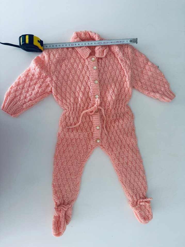 Pembe Örgü Bebek Kız Tulumu - Görsel 2