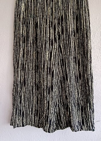 Zara Pantolon siyah beyaz çizgili kumaş rahat lastikli