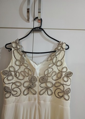 Drapeli İşlemeli Beyaz Uzun Gelinlik - Görsel 6