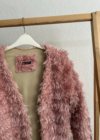 36 Beden pembe Renk Pembe Peluş Kısa Kadın Mont