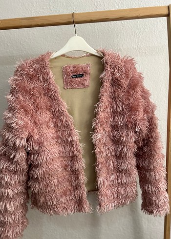 36 Beden Pembe Peluş Kısa Kadın Mont