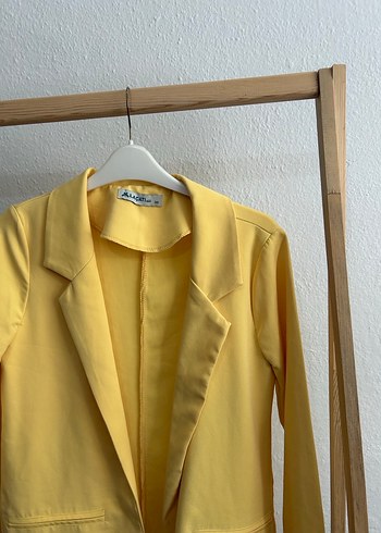 Diğer Sarı Düğmeli Kadın Blazer Ceket