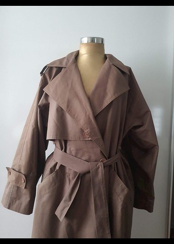 Bej Kemerli Uzun Kadın Trençkot - Görsel 4