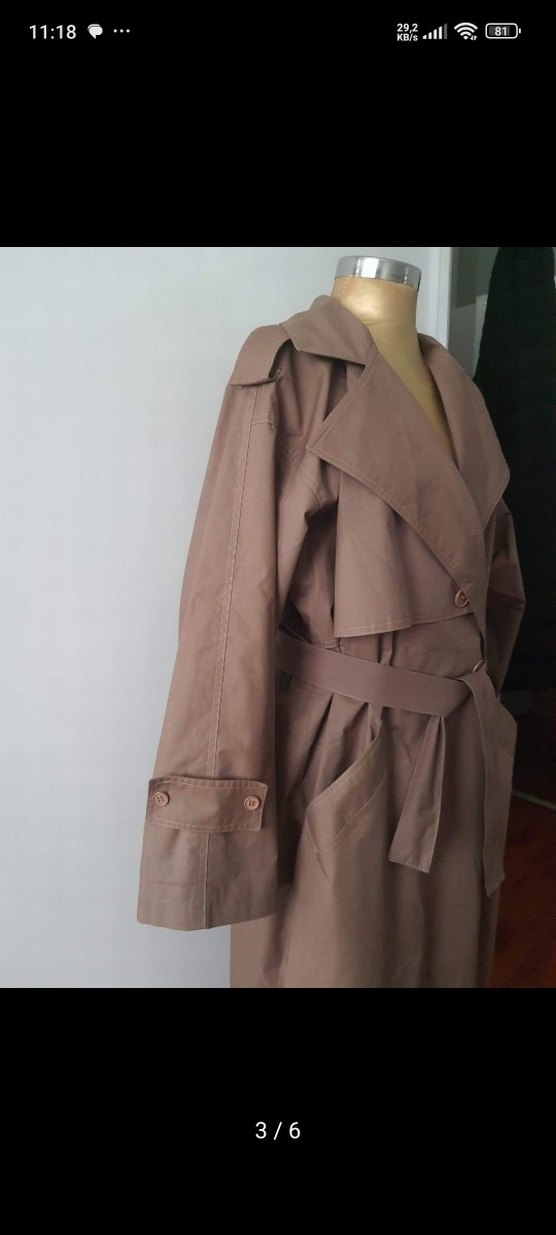 Bej Kemerli Uzun Kadın Trençkot - Görsel 3