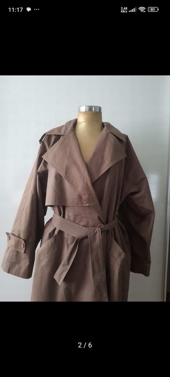 Bej Kemerli Uzun Kadın Trençkot - Görsel 4