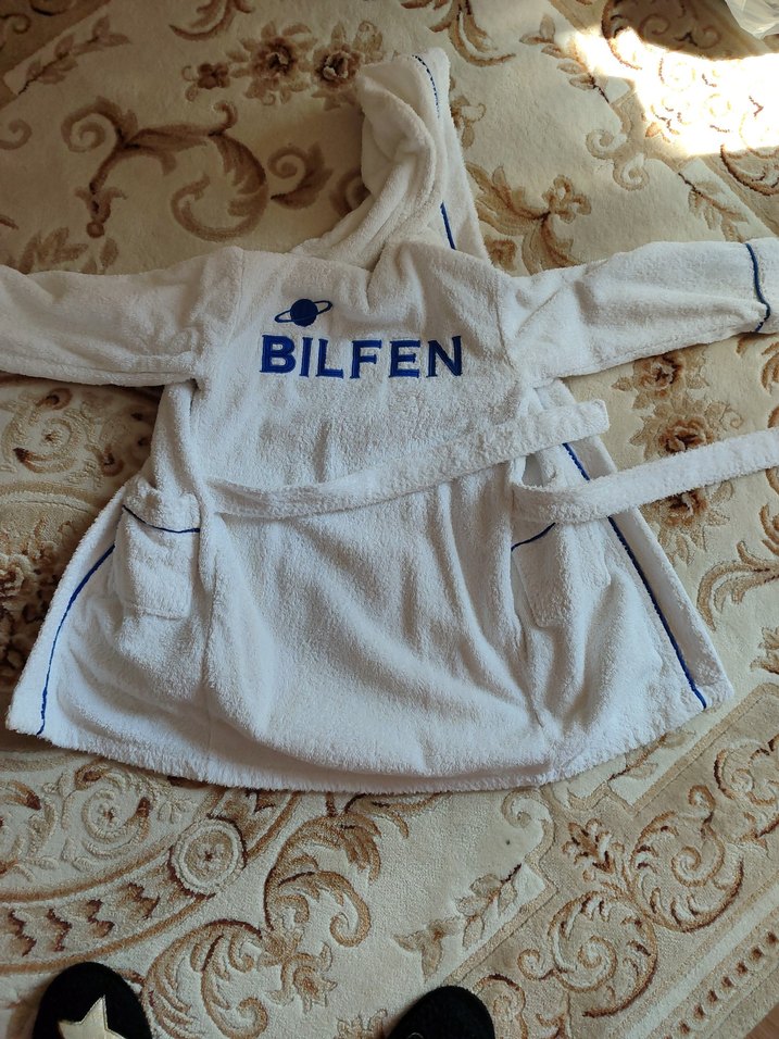 Beyaz Erkek Çocuk Bornoz - BILFEN Nakışlı - Görsel 2