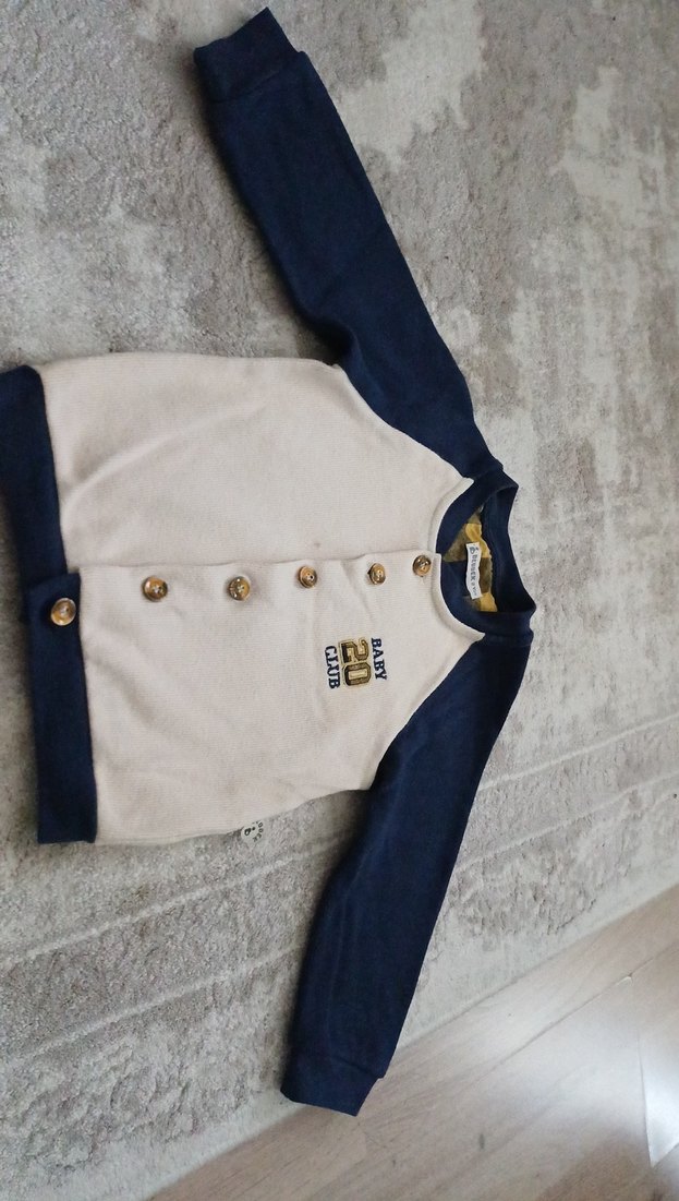 Beyaz Lacivert Erkek Çocuk Düğmeli Ceket - Görsel 3