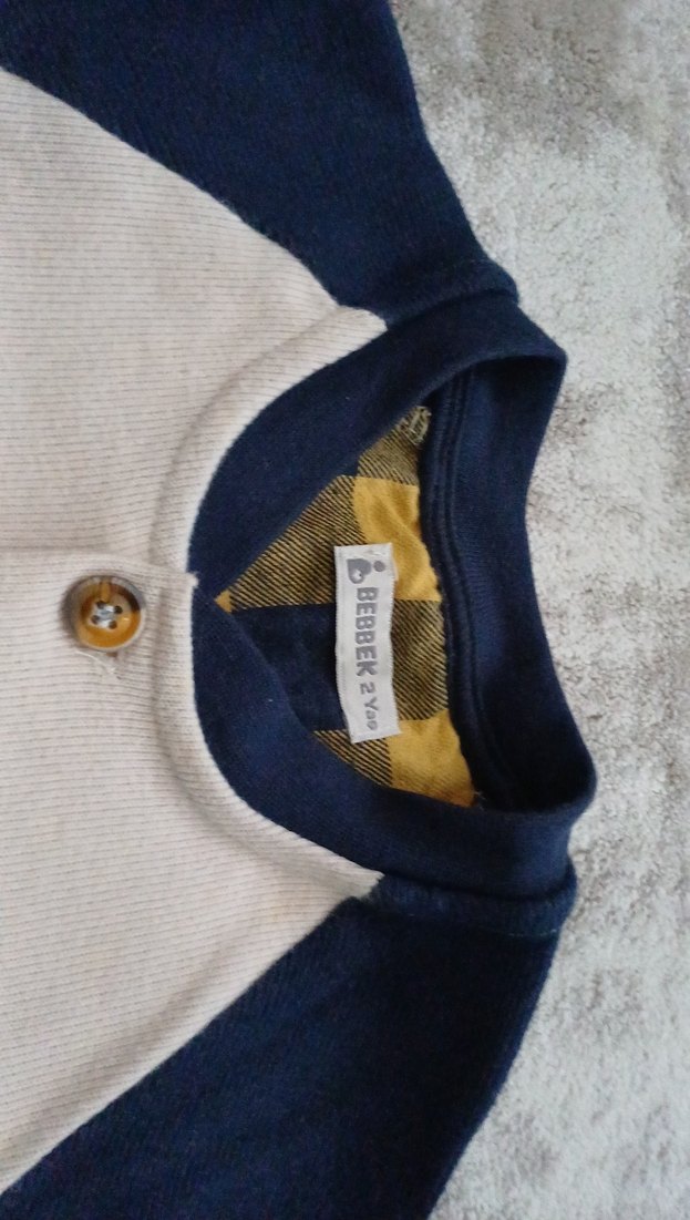 Beyaz Lacivert Erkek Çocuk Düğmeli Ceket - Görsel 2