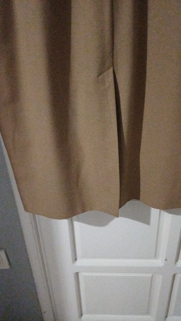 Bej Uzun Kolsuz Drapeli Kalem Elbise - Görsel 3