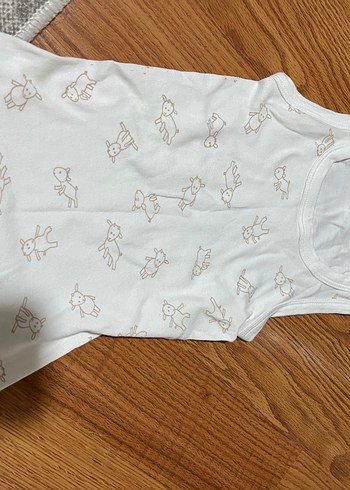 Bej Baskılı Pamuklu Erkek Bebek Atlet - Görsel 2