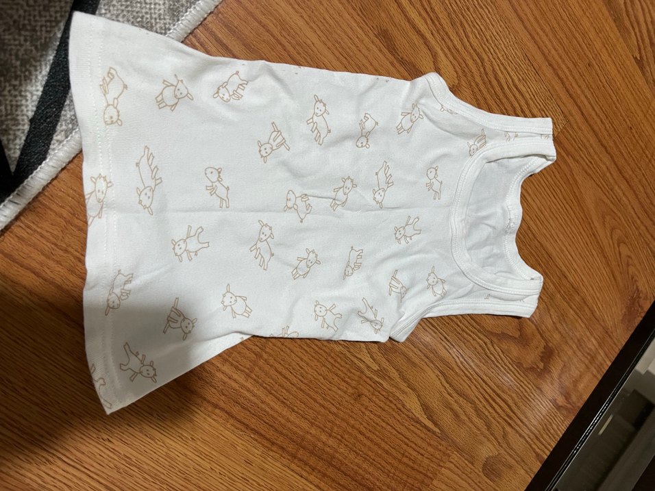 Bej Baskılı Pamuklu Erkek Bebek Atlet - Görsel 2