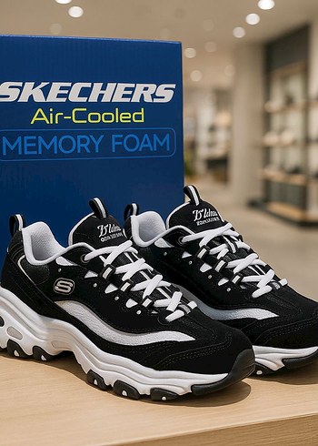 39 Beden siyah Renk Skechers Siyah Beyaz Yüksek Topuklu Spor Ayakkabı