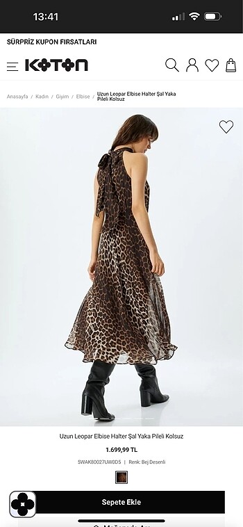 Koton Koton leopar elbise