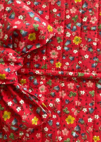 Çiçek Desenli Kırmızı Kadın Kitap Tablet vs El Çantası - Görsel 3