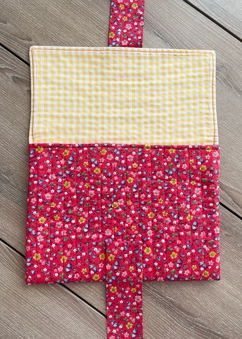 Çiçek Desenli Kırmızı Kadın Kitap Tablet vs El Çantası - Görsel 4