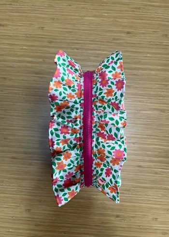 Çiçek Desenli Fırfırlı Bohem Makyaj Çantası - Görsel 2