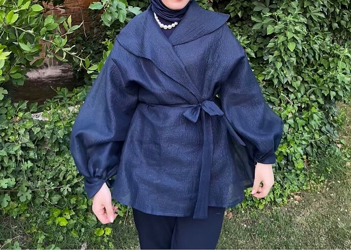 l Beden Be Blue Organze Simli Lacivert Ceket