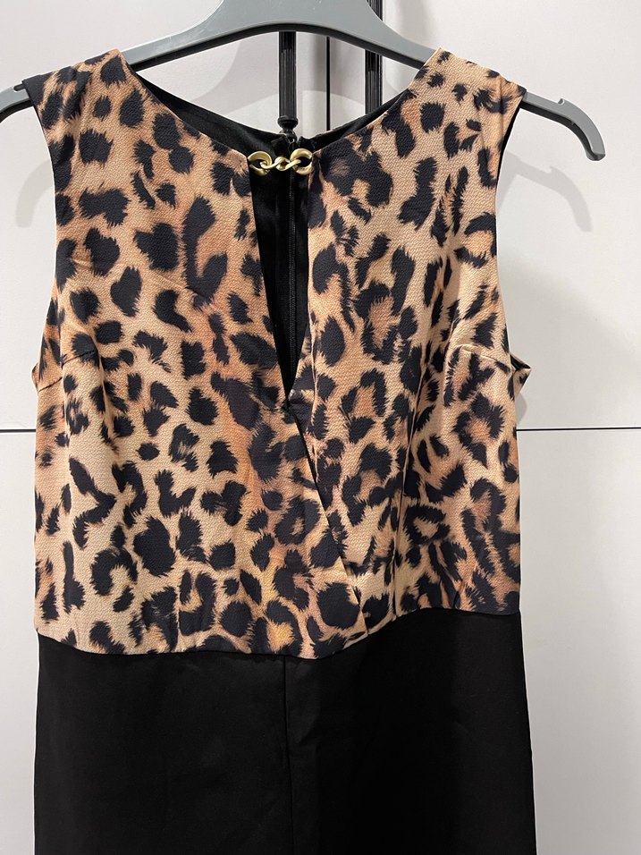 Twist Leopar Desenli Siyah Kadın Tulum - Görsel 4