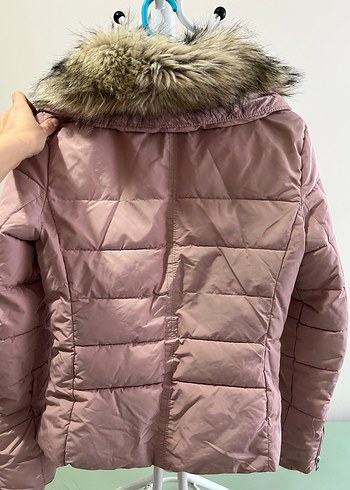 Bershka Pembe Kürklü Kadın Kışlık Mont