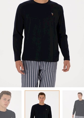 Çizgili Siyah Gri Erkek Pijama Takımı - Görsel 4