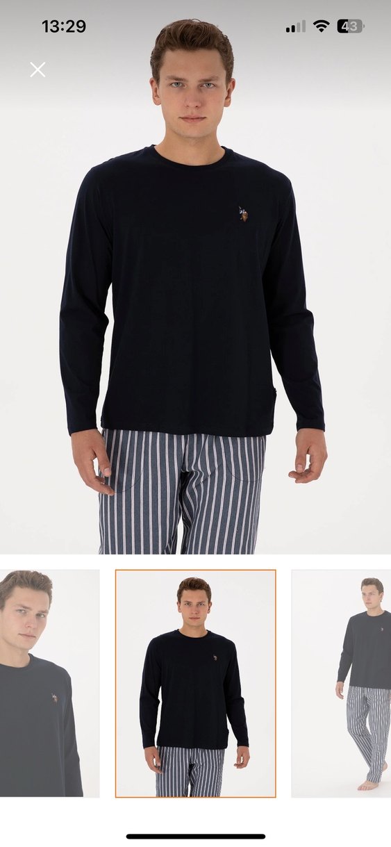 Çizgili Siyah Gri Erkek Pijama Takımı - Görsel 4