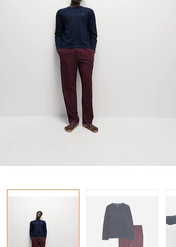 Bordo Erkek Uzun Kollu Pijama Takımı - Görsel 2