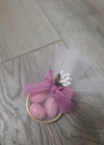 Pembe Tül Kurdeleli Nikah Şekeri