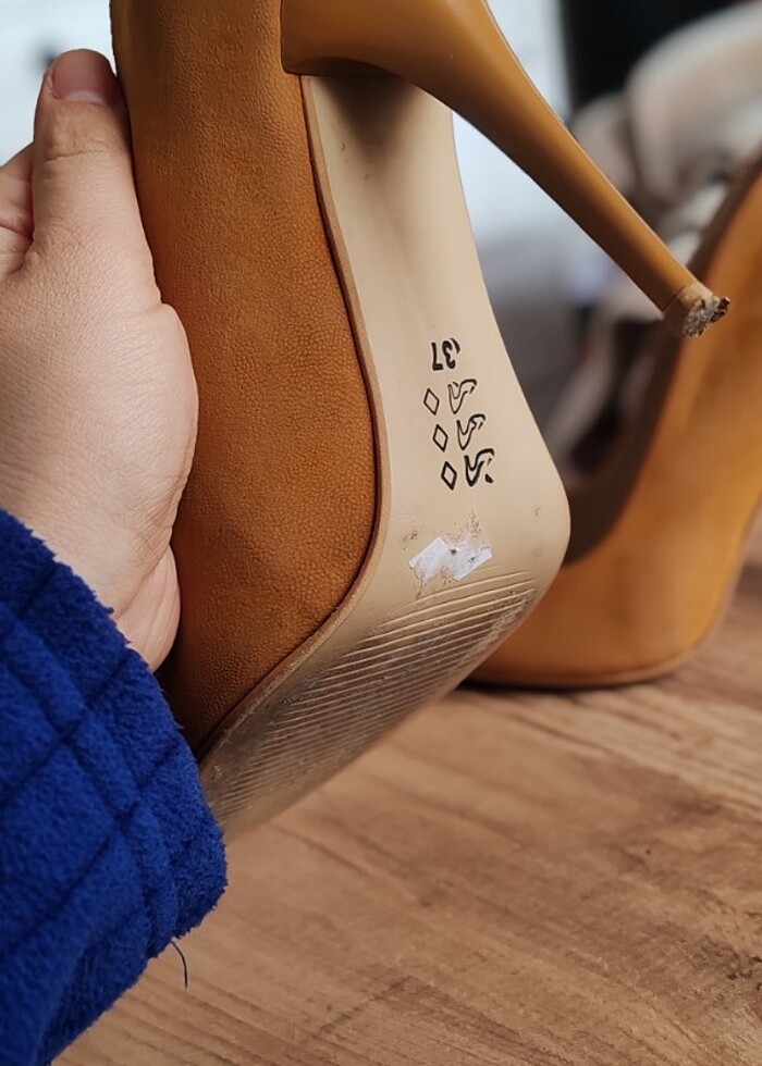 Stiletto Hardal Sarı Gizli Platform Ayakkabı - Görsel 2