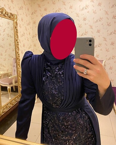 44 Beden mavi Renk Tesettür Abiye