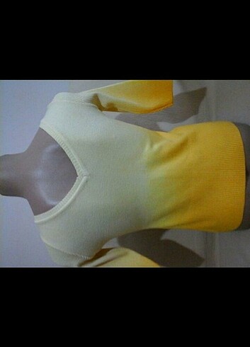 38 Beden sarı Renk Sarı bluz baharlık ince triko