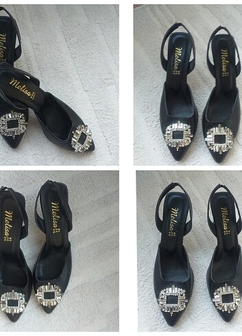40 Beden Siyah tasli stiletto