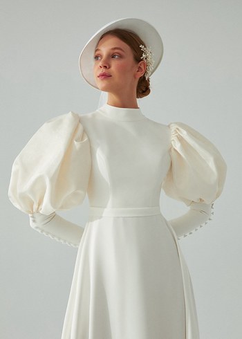 Beyaz Uzun Abiye Elbise - Görsel 9