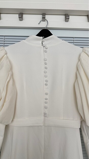 Beyaz Uzun Abiye Elbise - Görsel 8