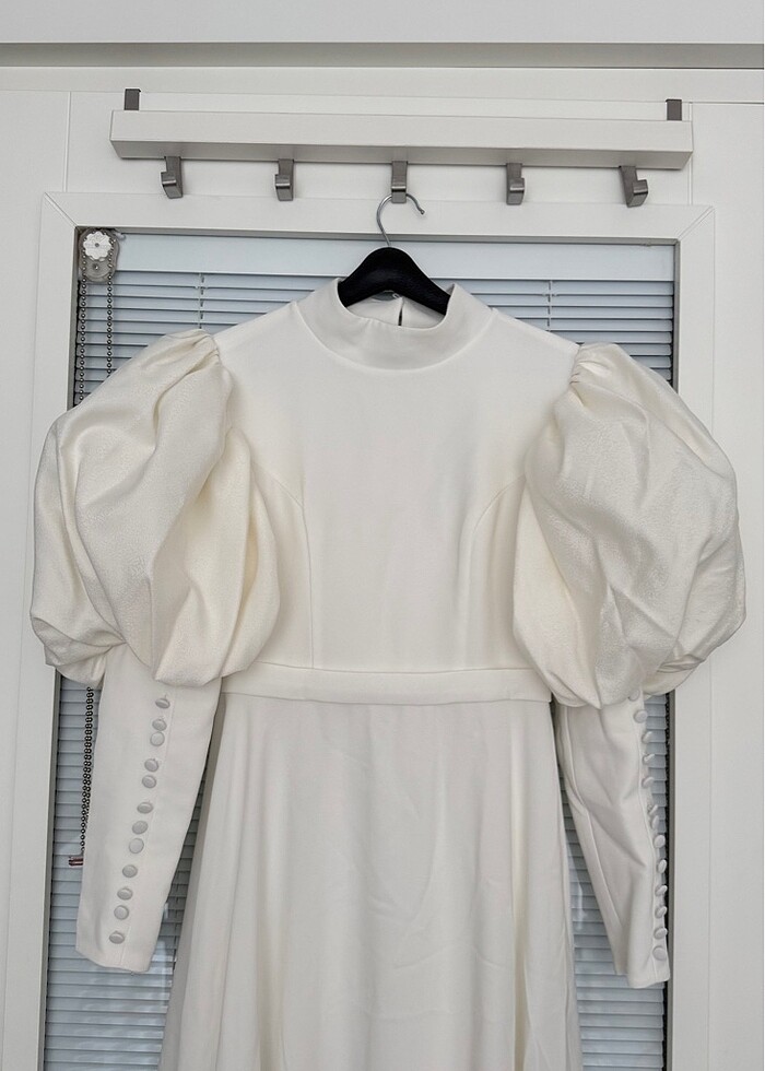 Beyaz Uzun Abiye Elbise - Görsel 2