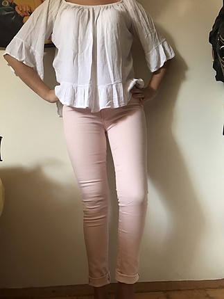 Pull and Bear Pembe skinny kot